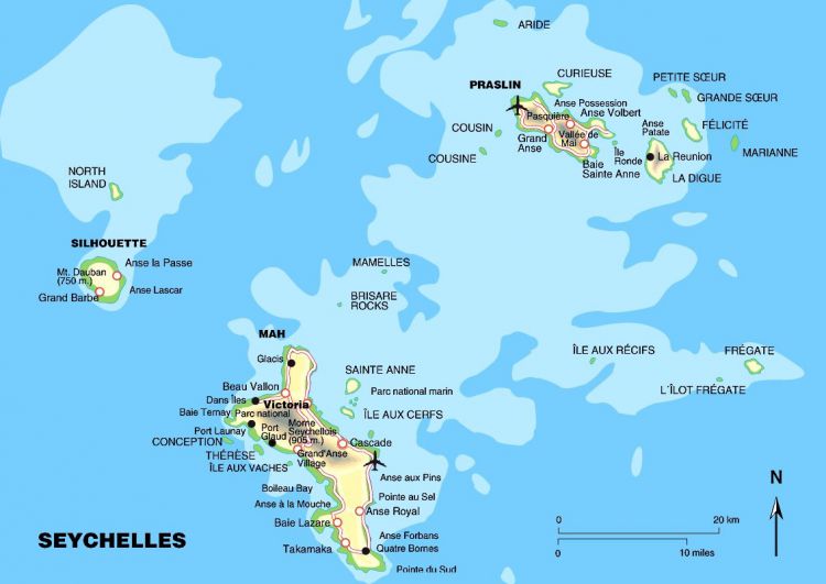 Географическая карта Сейшельских островов